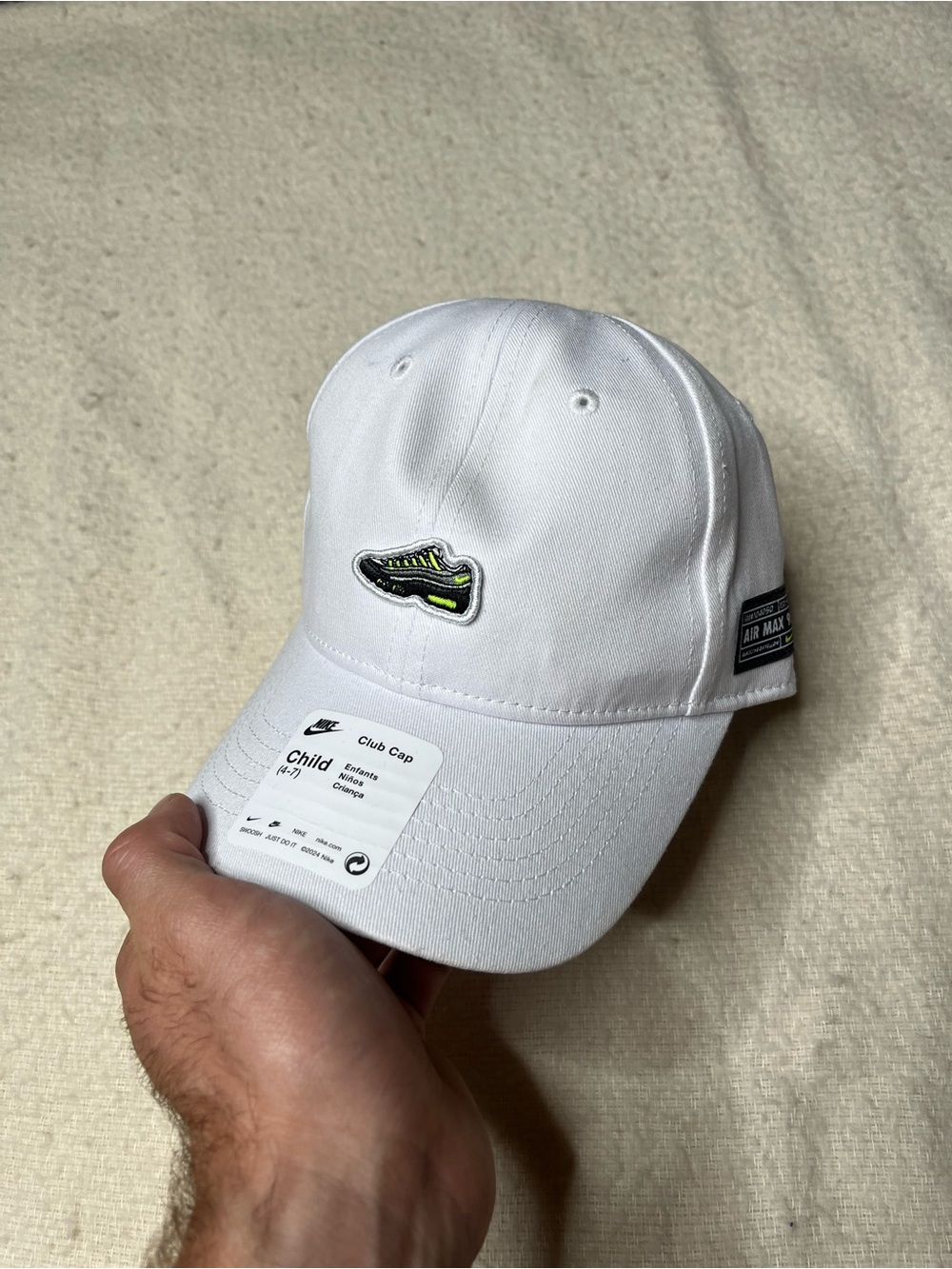 NWT Nike Air Max 95 Unstructured White Adjustable Strap Hat Cap Youth/Child 4-7